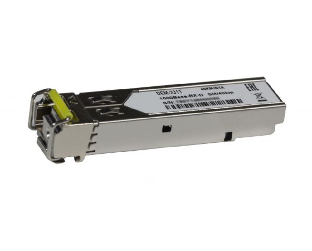 331T/40KM/B1A WDM SFP-трансивер D-Link с 1 портом 1000Base-BX-D (Tx:1550 нм, Rx:1310 нм) для одномодового оптического кабеля (до 40 км)