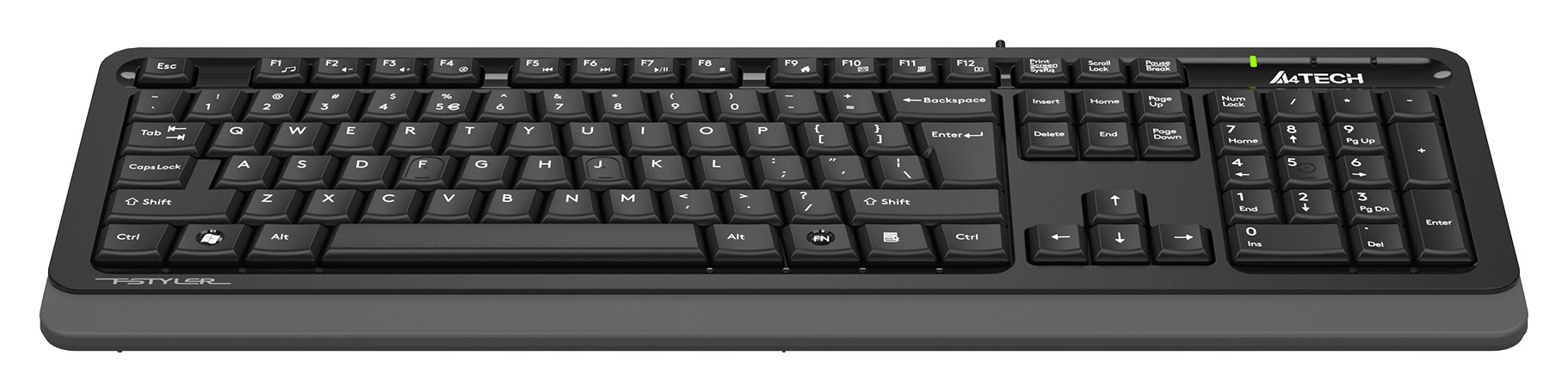Клавиатура A4Tech FKS10 черный/серый USB (подставка для запястий) (FKS10 GREY) кабель 1.5м