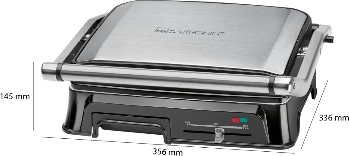 Электрогриль Clatronic KG 3571 2000Вт серебристый/черный