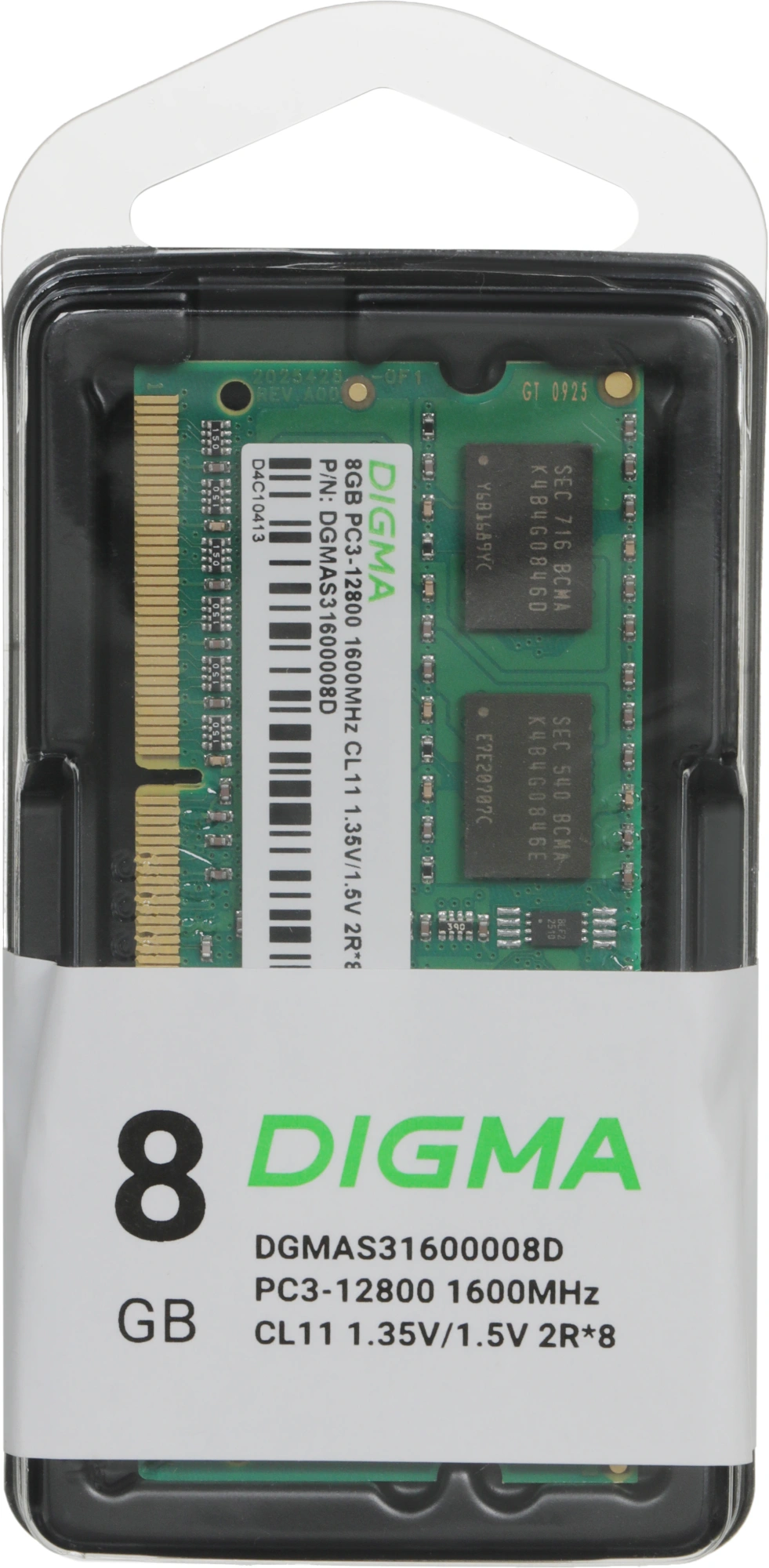 Память DDR3 8GB 1600MHz Digma DGMAS31600008D RTL PC3-12800 CL11 SO-DIMM 204-pin 1.35В dual rank Ret