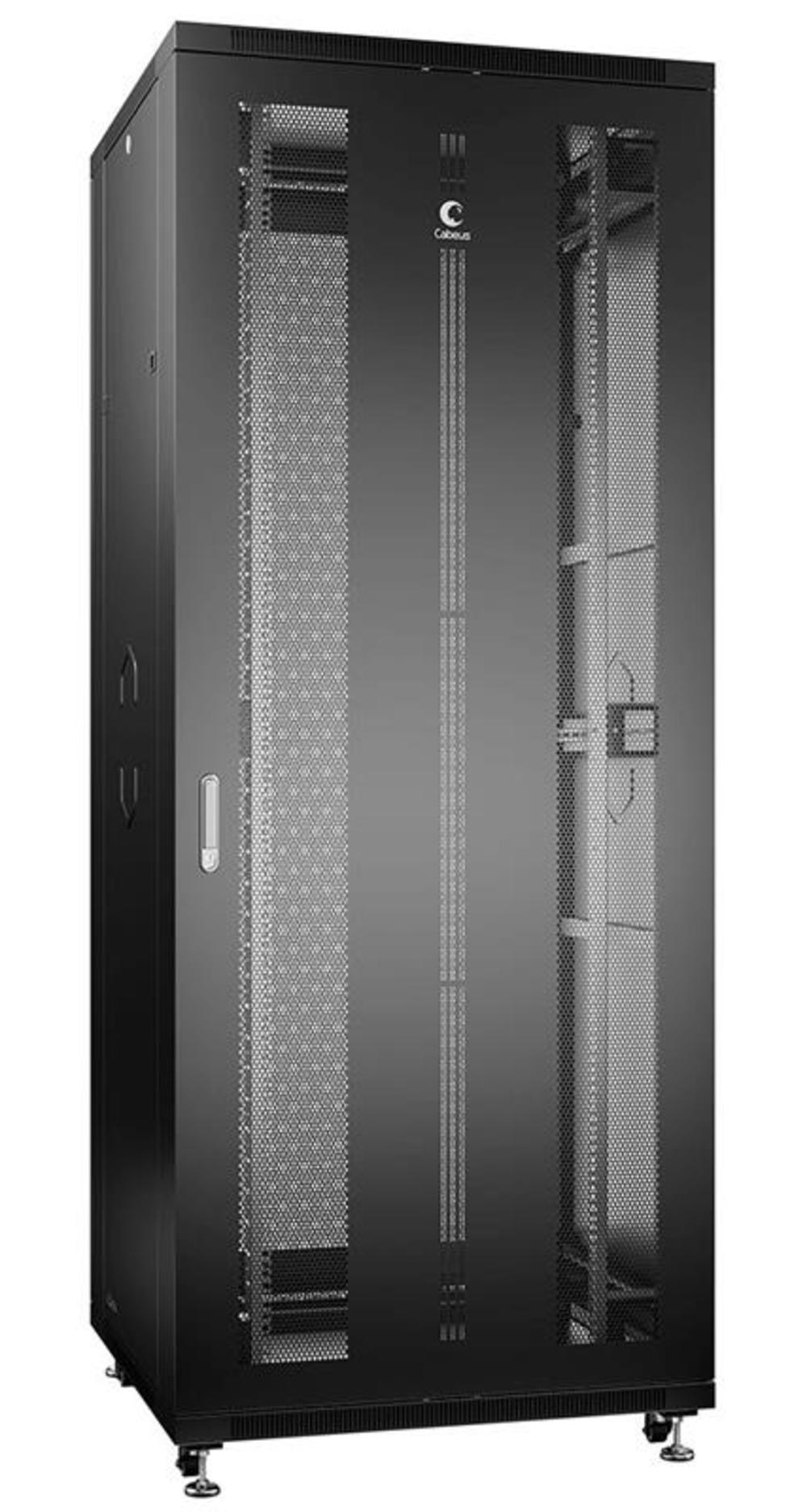 Cabeus ND-05C-47U80/100-BK - Шкаф монтажный телекоммуникационный 19" напольный для распределительного и серверного оборудования 47U 800x1000x2277mm (ШхГхВ) передняя и задняя перфорированные двери, ручка с замком, цвет черный (RAL 9004)