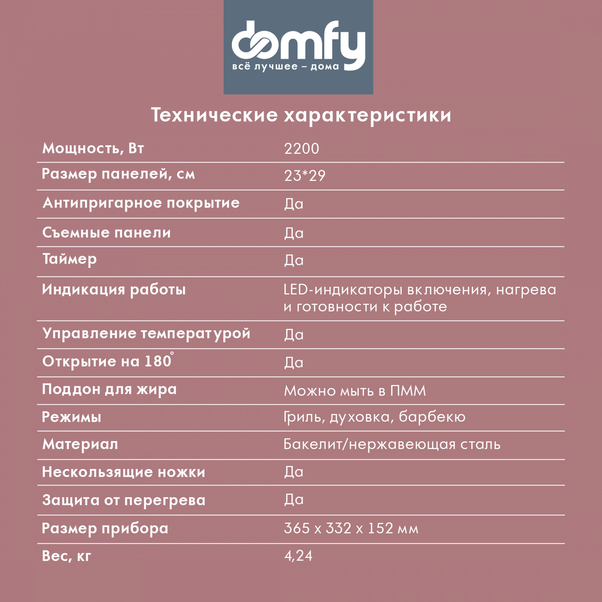 Электрогриль Domfy Metal DSM-EG502 2200Вт черный/серебристый