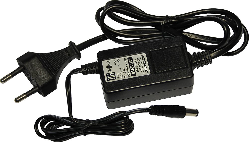 AT-12/10 Источник стабилизированного питания, Uвх=110-240V AC, Uвых=12.6V DC, Iвых = 1A (ном.)