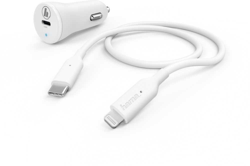 Автомобильное зар./устр. Hama H-183297 18W 3A (PD) USB Type-C для Apple белый (00183297)