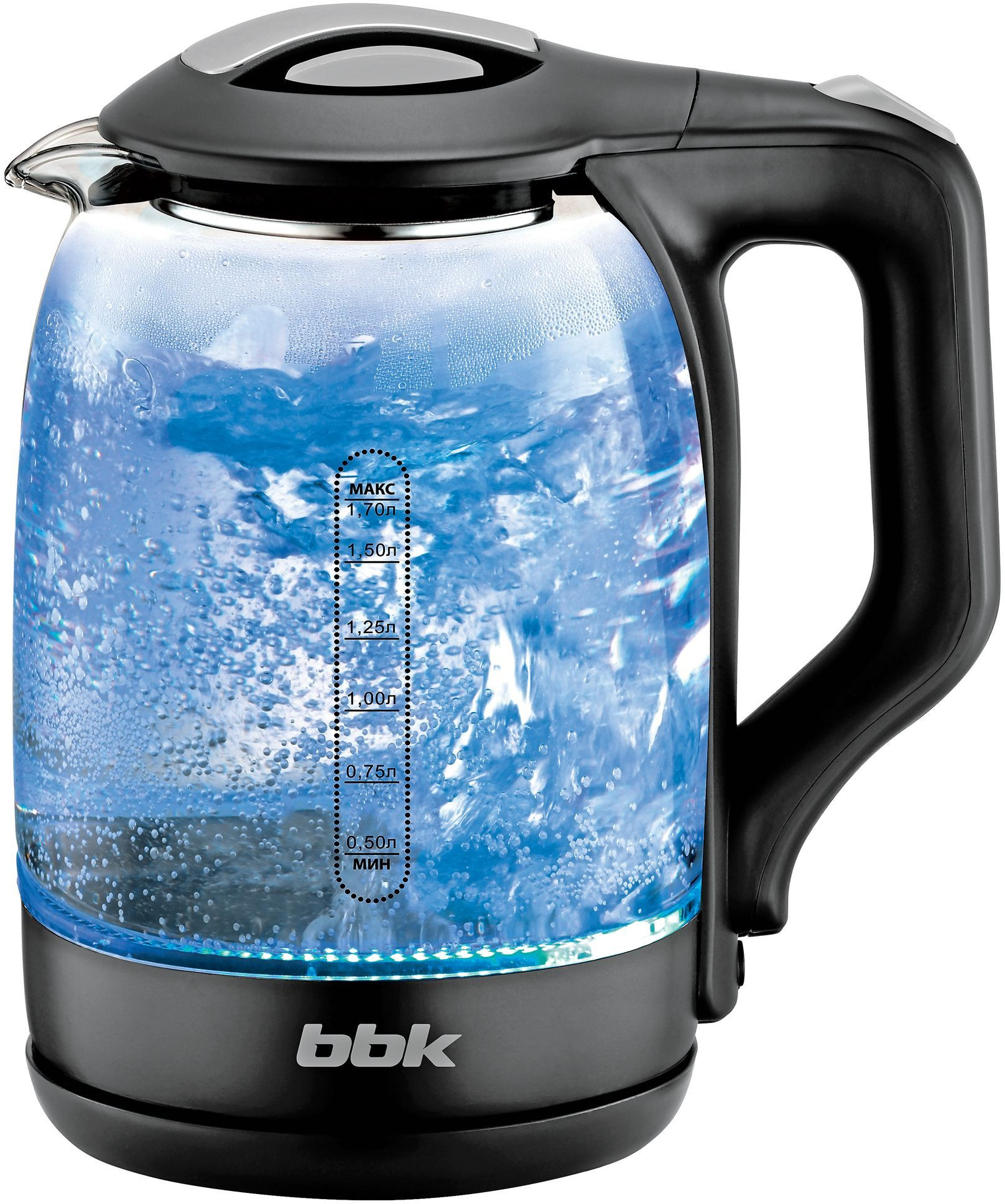 Чайник электрический BBK EK1724G 1.7л. 2200Вт черный корпус: стекло/пластик