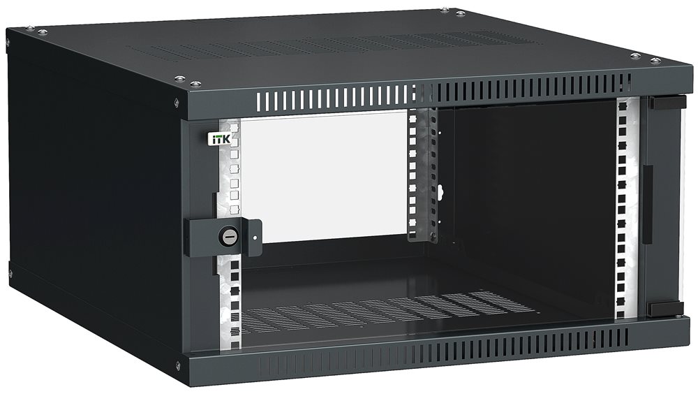 LWE5-06U67-GF - ITK Шкаф LINEA WE 6U 600x650мм дверь стекло черный