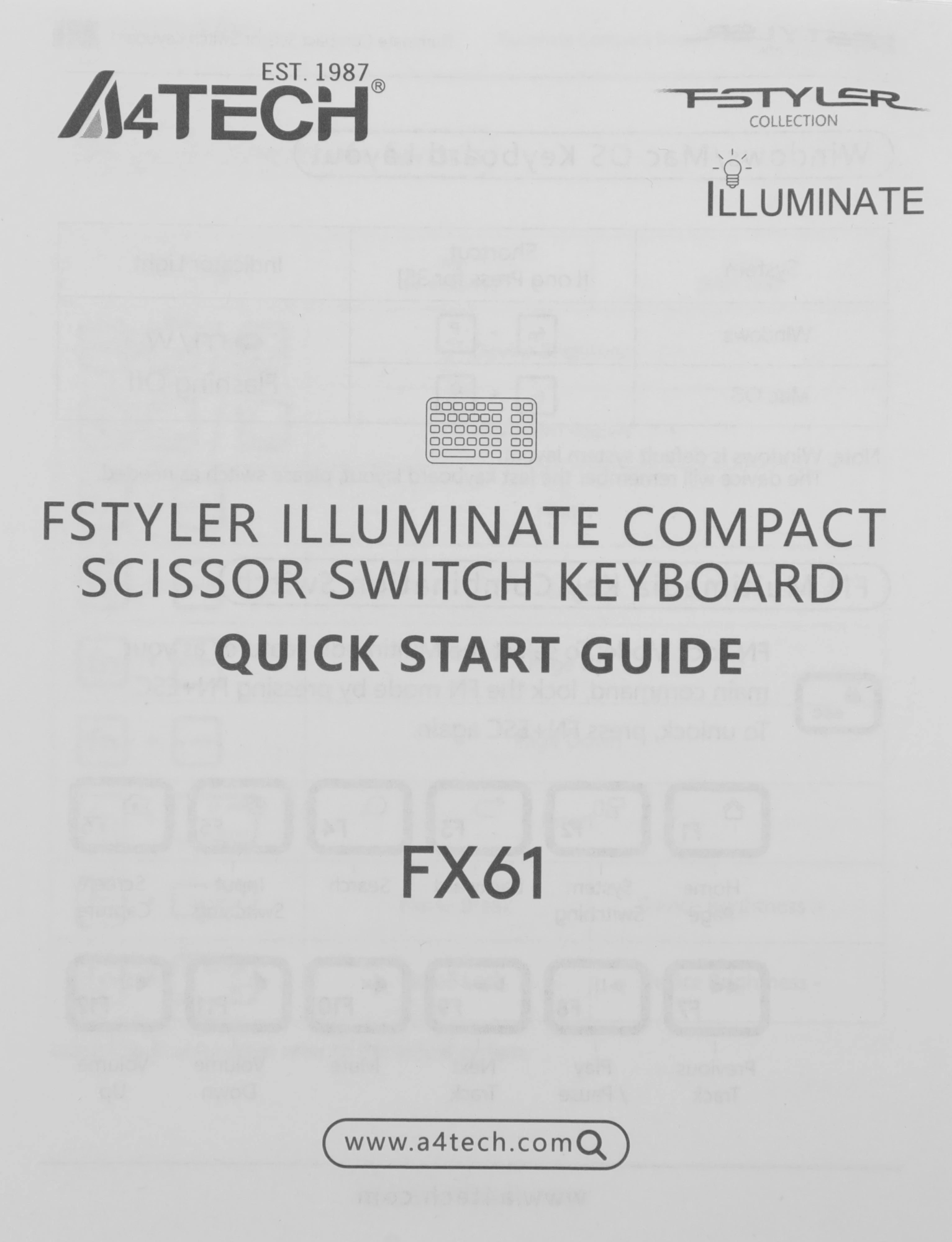 Клавиатура A4Tech FX61 белый USB slim LED (FX61 WHITE) кабель 1.5м