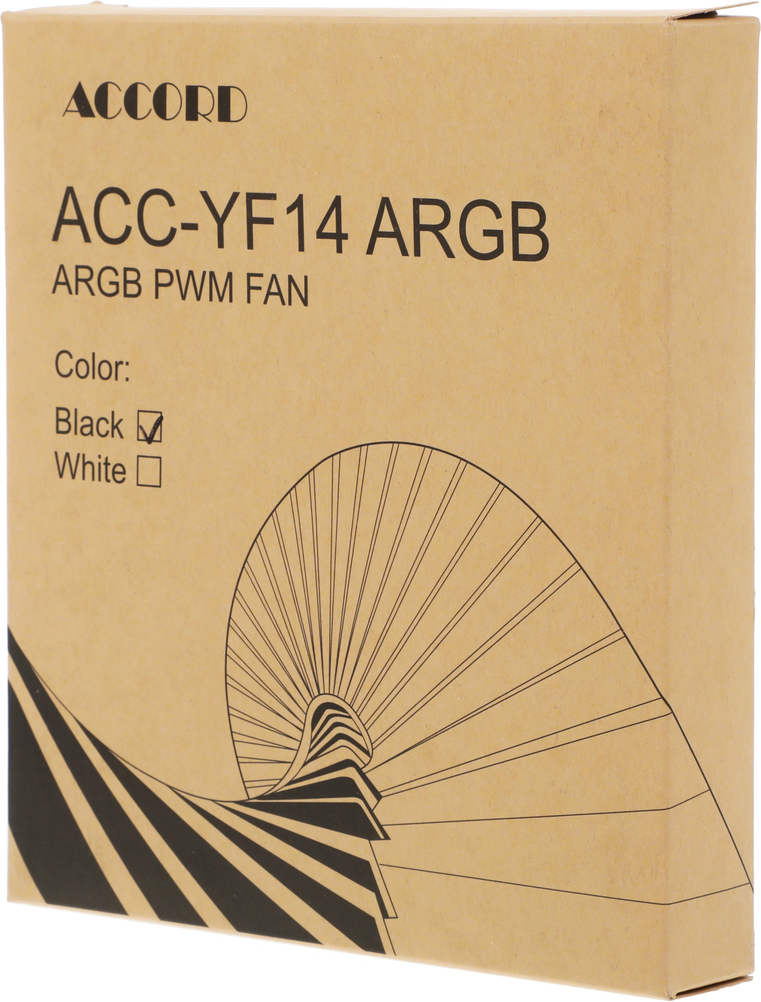 Вентилятор для корпуса Accord ACC-YF14 ARGB 140х140x25 черный 4-pin 16дБ (ACC-YF14 ARGB BLACK) brown box