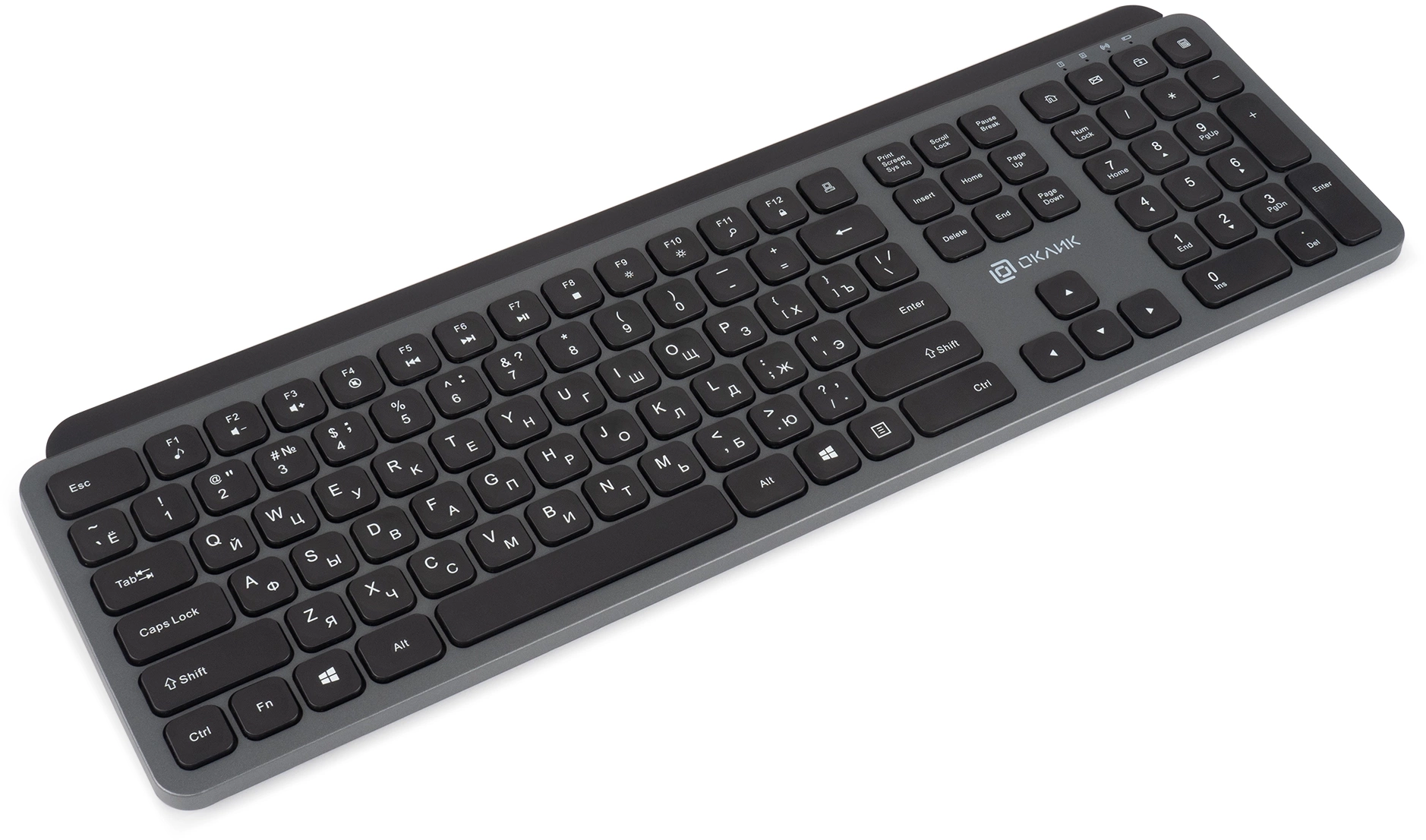Клавиатура Оклик K859W серый/черный USB беспроводная slim Multimedia (2002136)