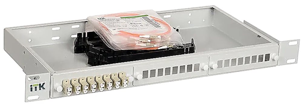 FOBX24-1U-24SCUS50 - ITK 1U Оптический распределительный кросс укомплектованный: SC (Simplex) 24шт, (OM2).