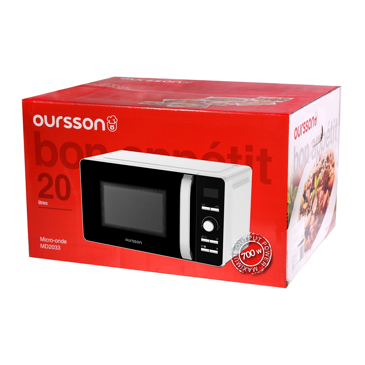 Микроволновая Печь Oursson MD2033/WH 20л. 700Вт белый/черный