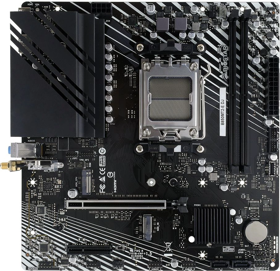 Материнская плата Biostar B850MT2-E DJ Socket AM5 AMD B850 2xDDR5 mATX AC`97 8ch(7.1) 2.5Gg RAID+HDMI+DP