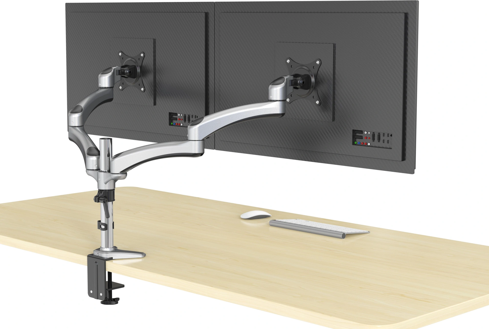 Кронштейн для мониторов Cactus CS-VM-FE124D-AL серебристый 15"-27" макс.8кг настольный поворот и наклон