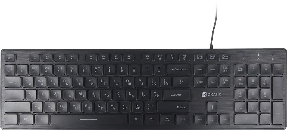 Клавиатура Оклик 550ML черный USB slim Multimedia LED (1061617)