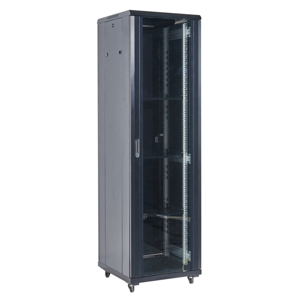 04-3266-212 - Напольный шкаф 19" 32U 600?600, дверь сплошное стекло, черный, RAL 9005 Rexant