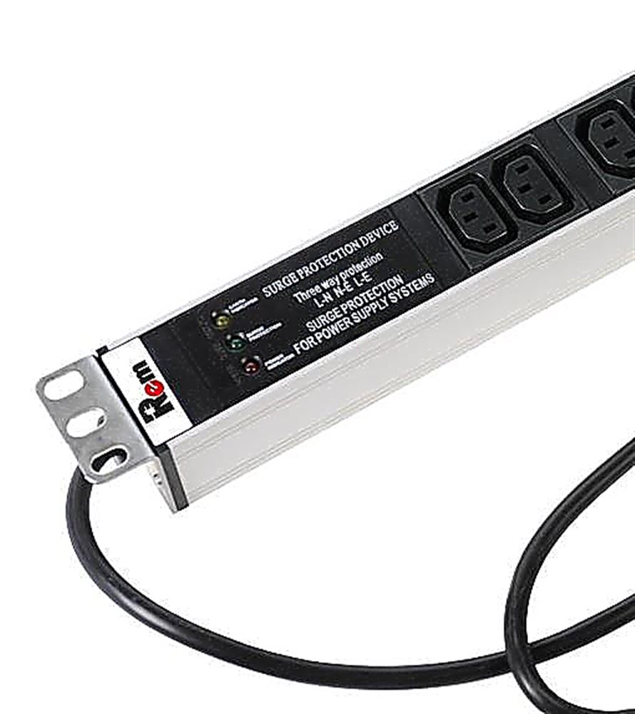 R-16-25C13-FI-1820-3 - Вертикальный блок розеток Rem-16 с фил. и инд., 25 IEC 60320 C13, 16 А, алюм., 42-48U, шнур 3 м
