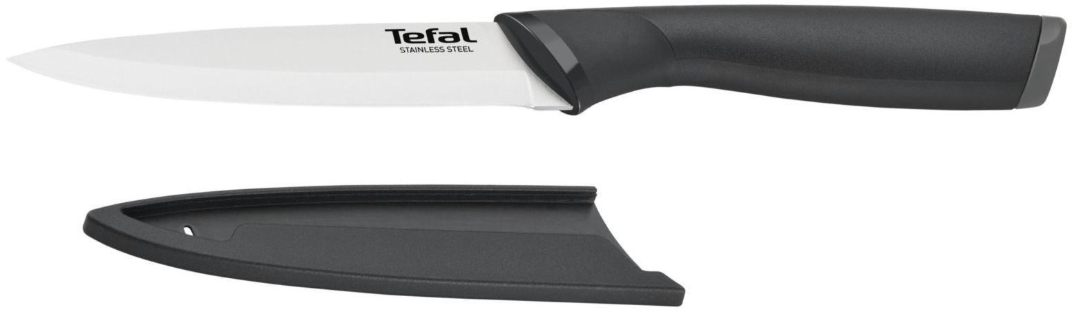 Нож Tefal K2213904 (2100121738) стальной универсальный лезв.120мм прямая заточка серебристый/черный пласт.коробка