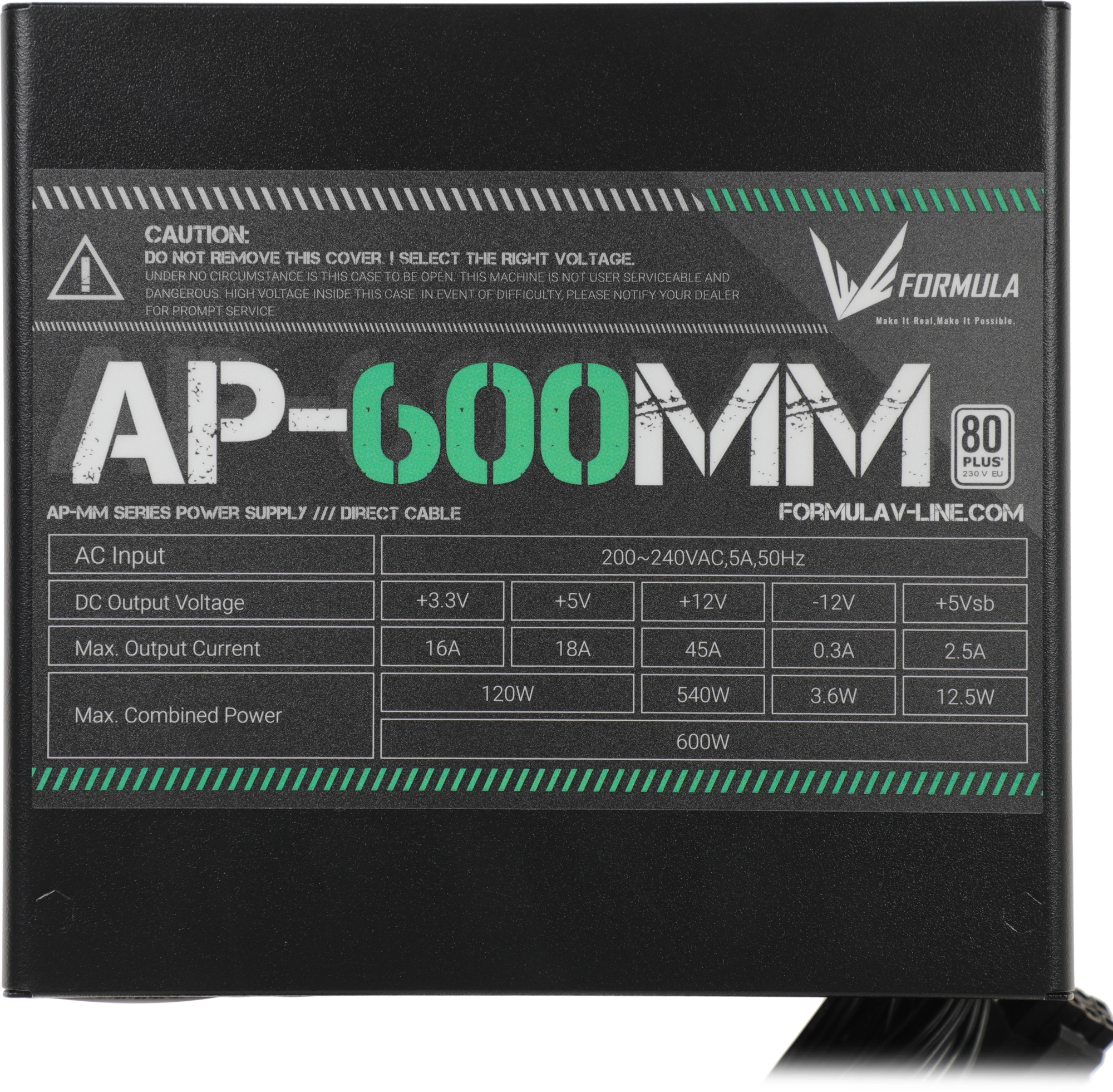 Блок питания Formula ATX 600W AP-600ММ 80 PLUS WHITE (20+4pin) APFC 120mm fan 6xSATA RTL