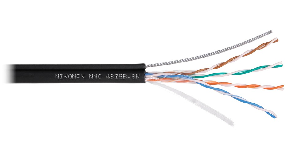 NMC 4805B-BK - Кабель NIKOMAX U/UTP, 4 пары, кат.5e, 24 AWG, внешний с тросом, полиэтилен, черный, 500м