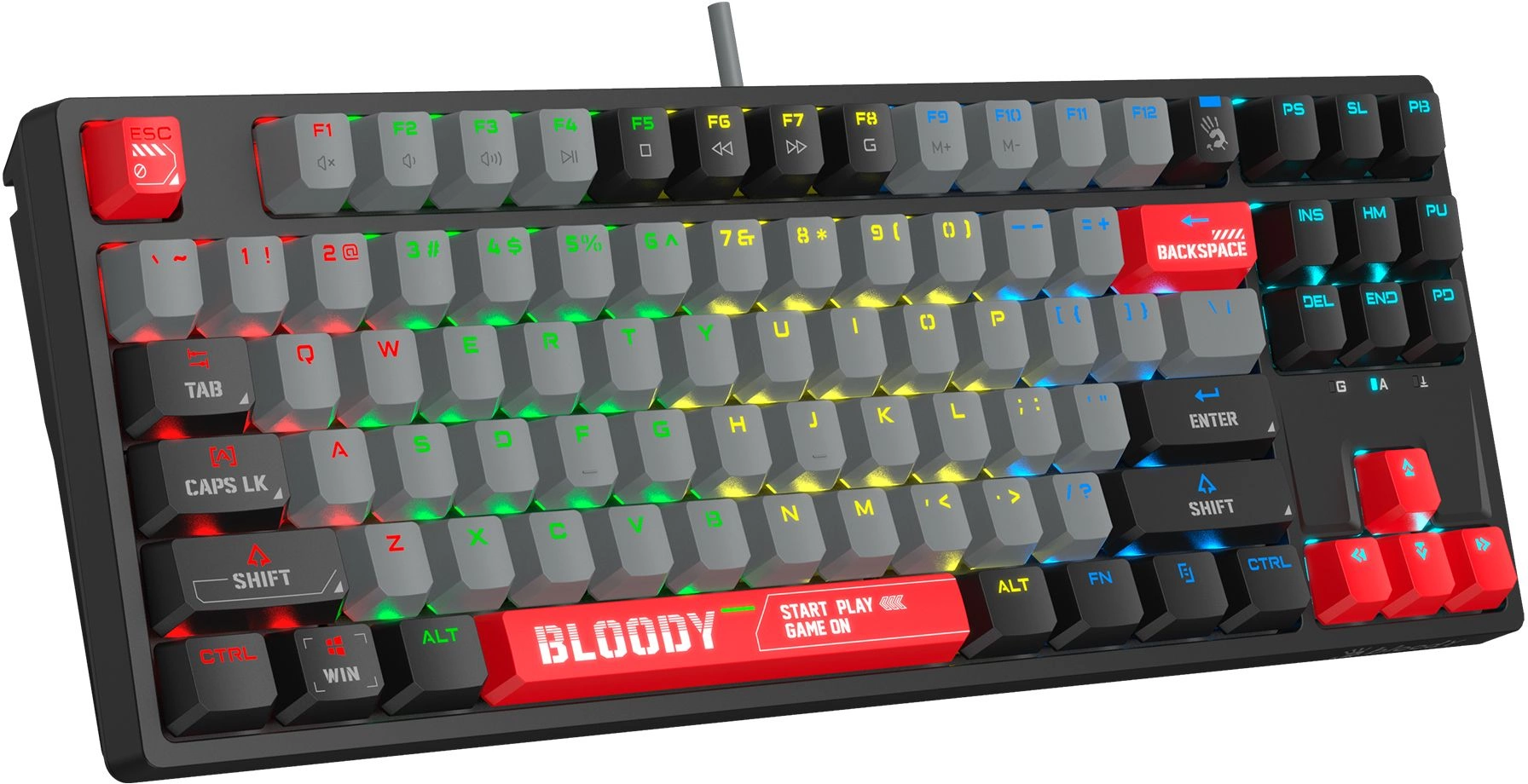 Клавиатура A4Tech S87 Energy механическая черный USB for gamer LED (S87 USB ENERGY RED) кабель 1.8м