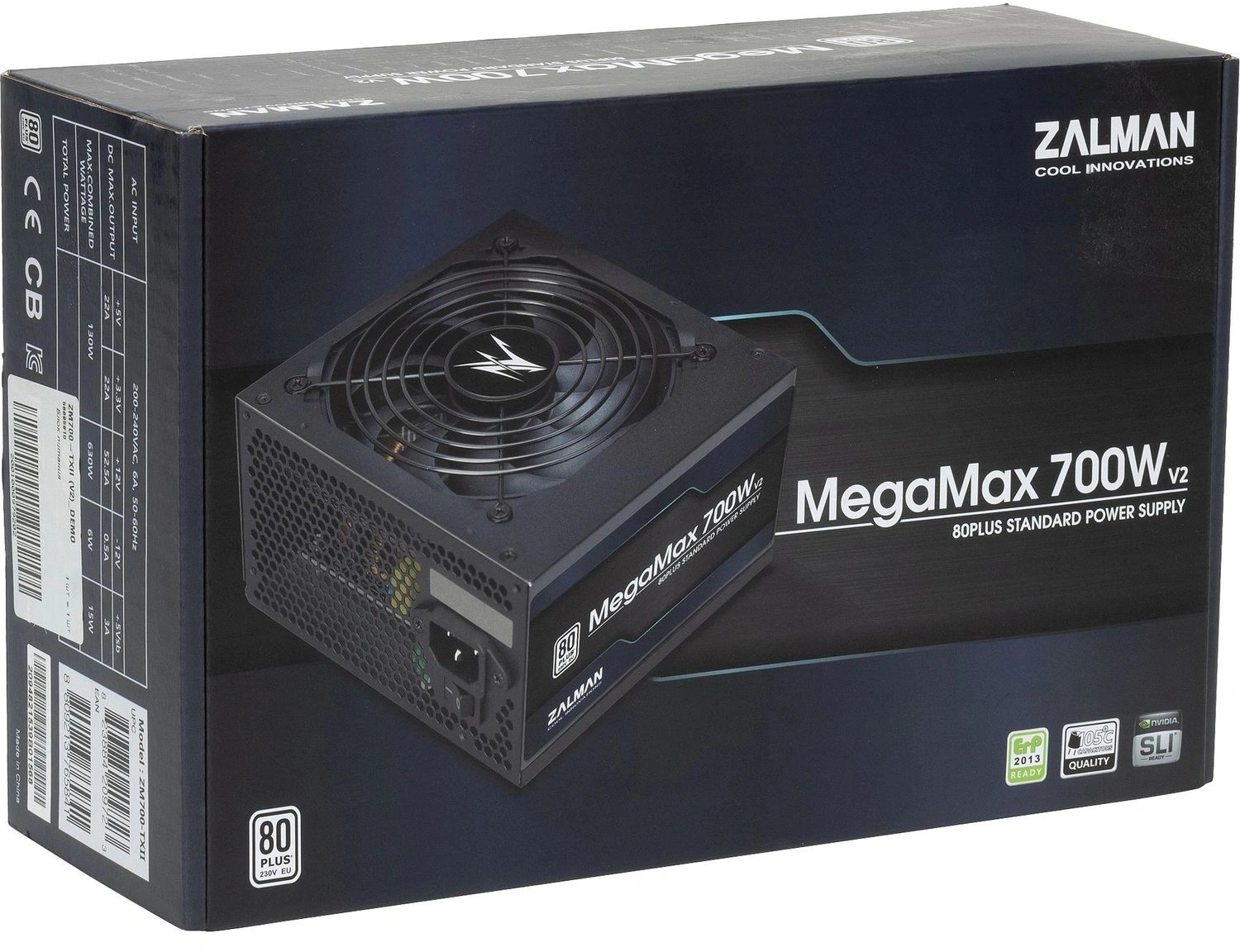 Блок питания Zalman ATX 700W ZM700-TXII V2 80+ 24pin APFC 120mm fan 6xSATA RTL
