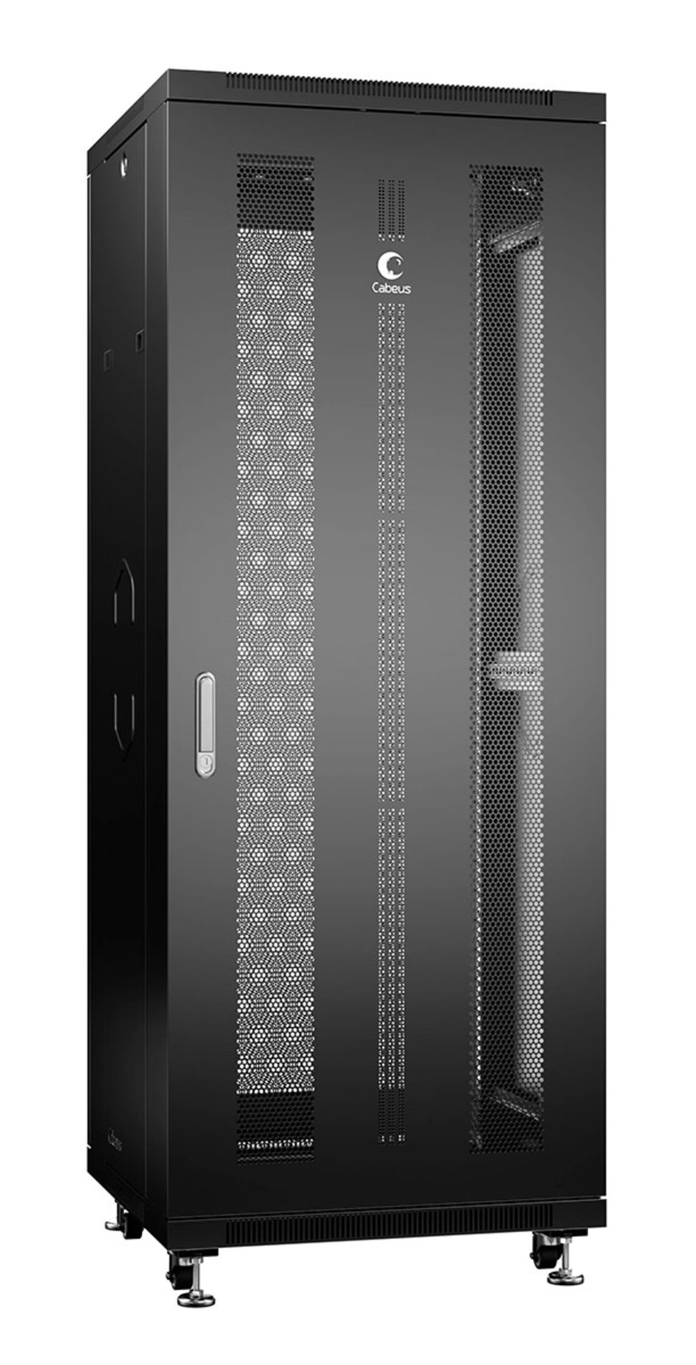 Cabeus ND-05C-32U60/100-BK - Шкаф монтажный телекоммуникационный 19" напольный для распределительного и серверного оборудования 32U 600x1000x1610mm (ШхГхВ), передняя и задняя перфорированные двери, ручка с замком, цвет черный (RAL 9004)
