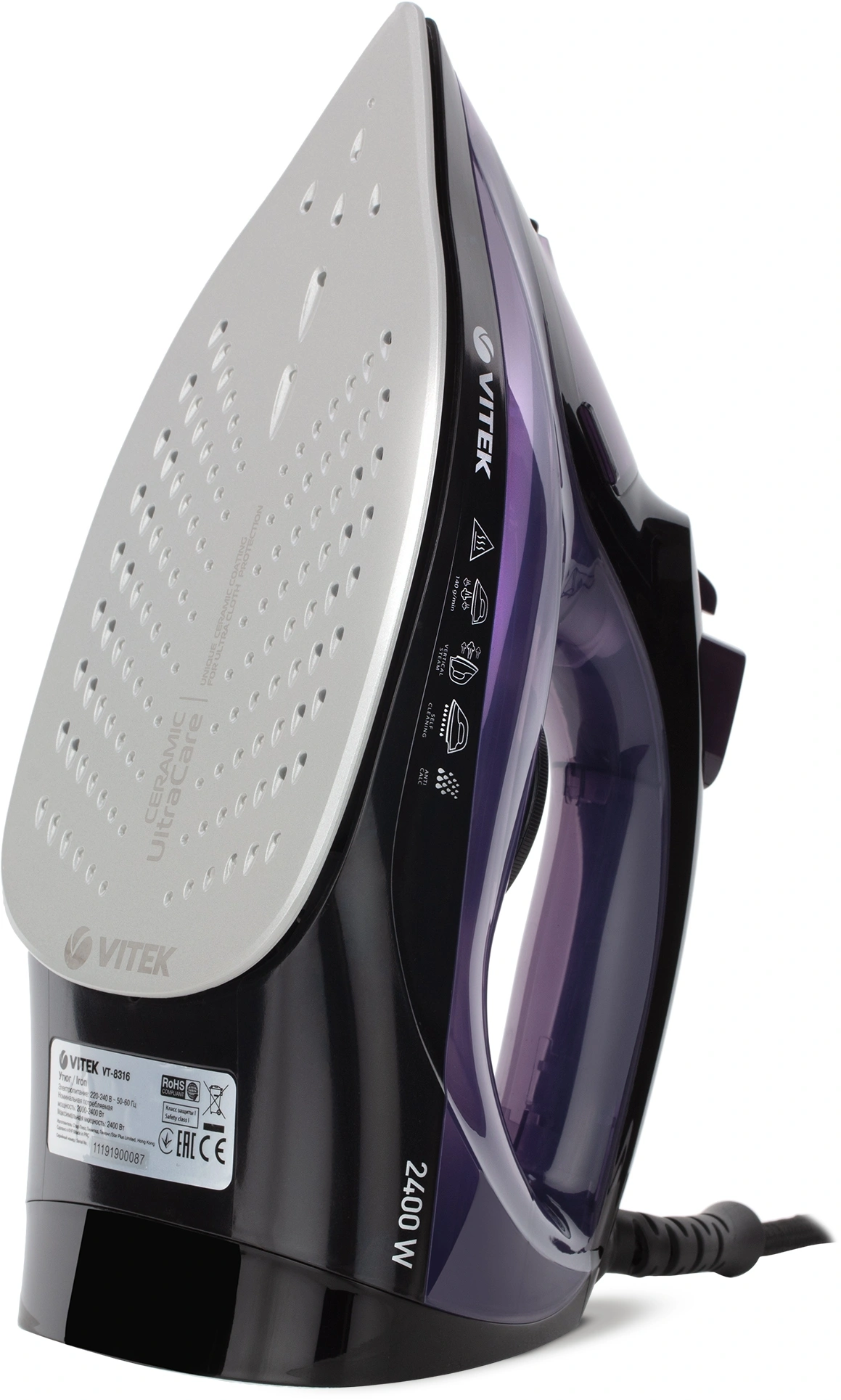 Утюг Vitek VT-8316 2400Вт черный/фиолетовый