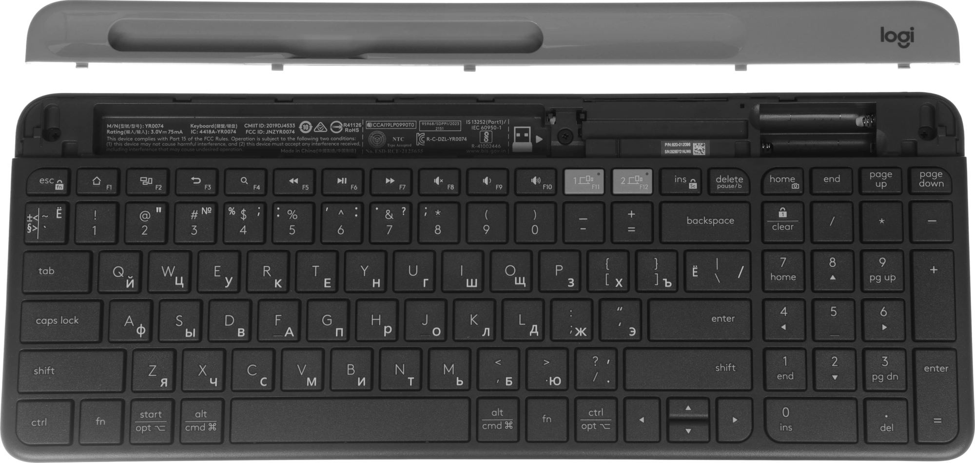 Клавиатура Logitech K580 черный/серебристый USB беспроводная BT/Radio slim Multimedia (920-009208)
