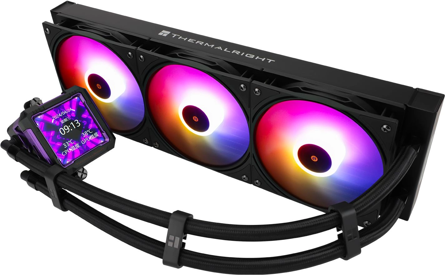 Система водяного охлаждения Thermalright Frozen Warframe PRO 360 ARGB Soc-AM5/AM4/1200/1700/1851 черный 4-pin 29.8dB Al LCD Ret (F-WFRAME-PRO-360-BL-ARGB)