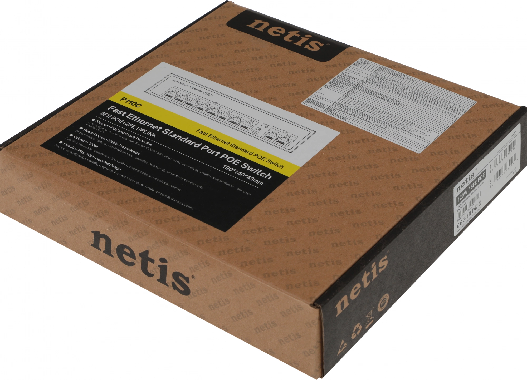 Коммутатор Netis P110C (L2) 10x100Мбит/с 8PoE+ 120W неуправляемый