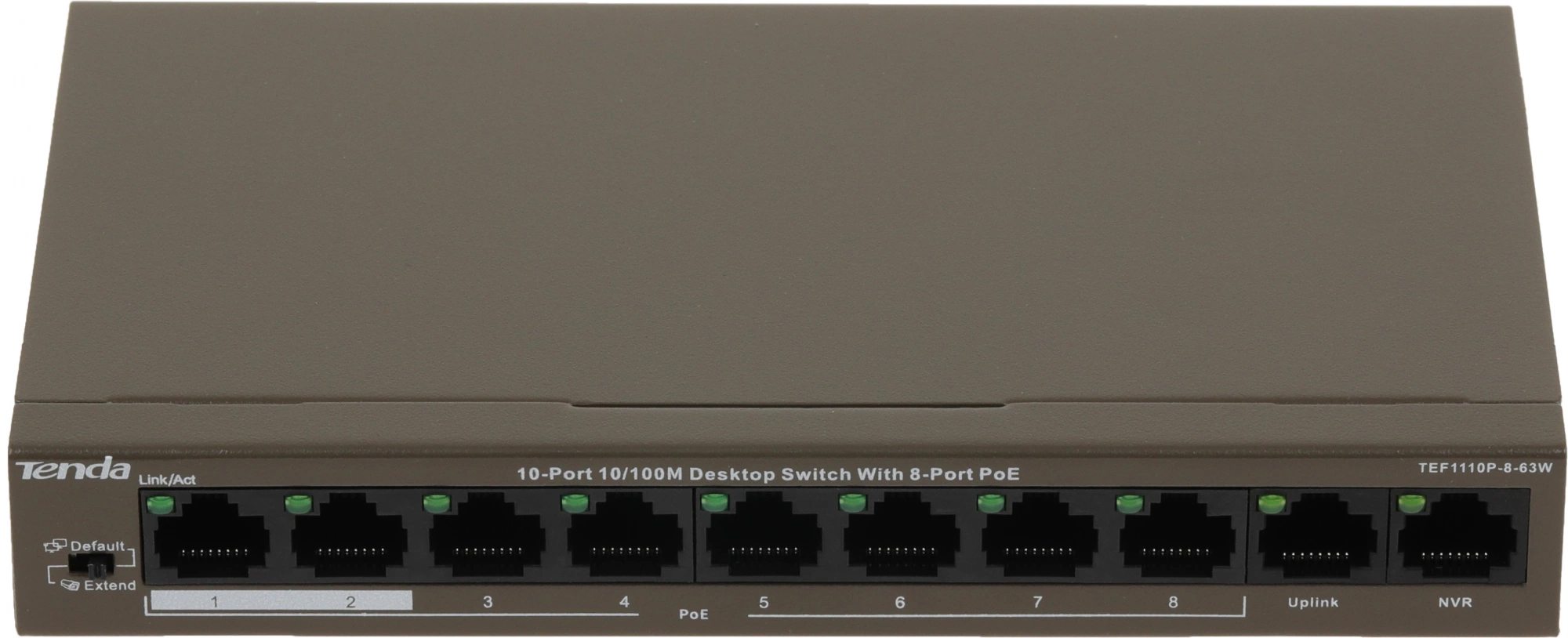 Коммутатор Tenda TEF1110P-8-63W (L2) 10x100Мбит/с 8PoE 58W неуправляемый