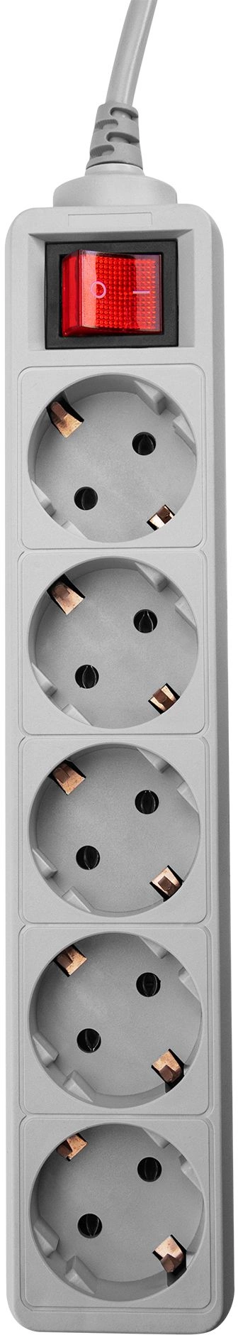 Сетевой фильтр PC Pet AP01006-E-G 1.8м (5 розеток) серый (пакет ПЭ)