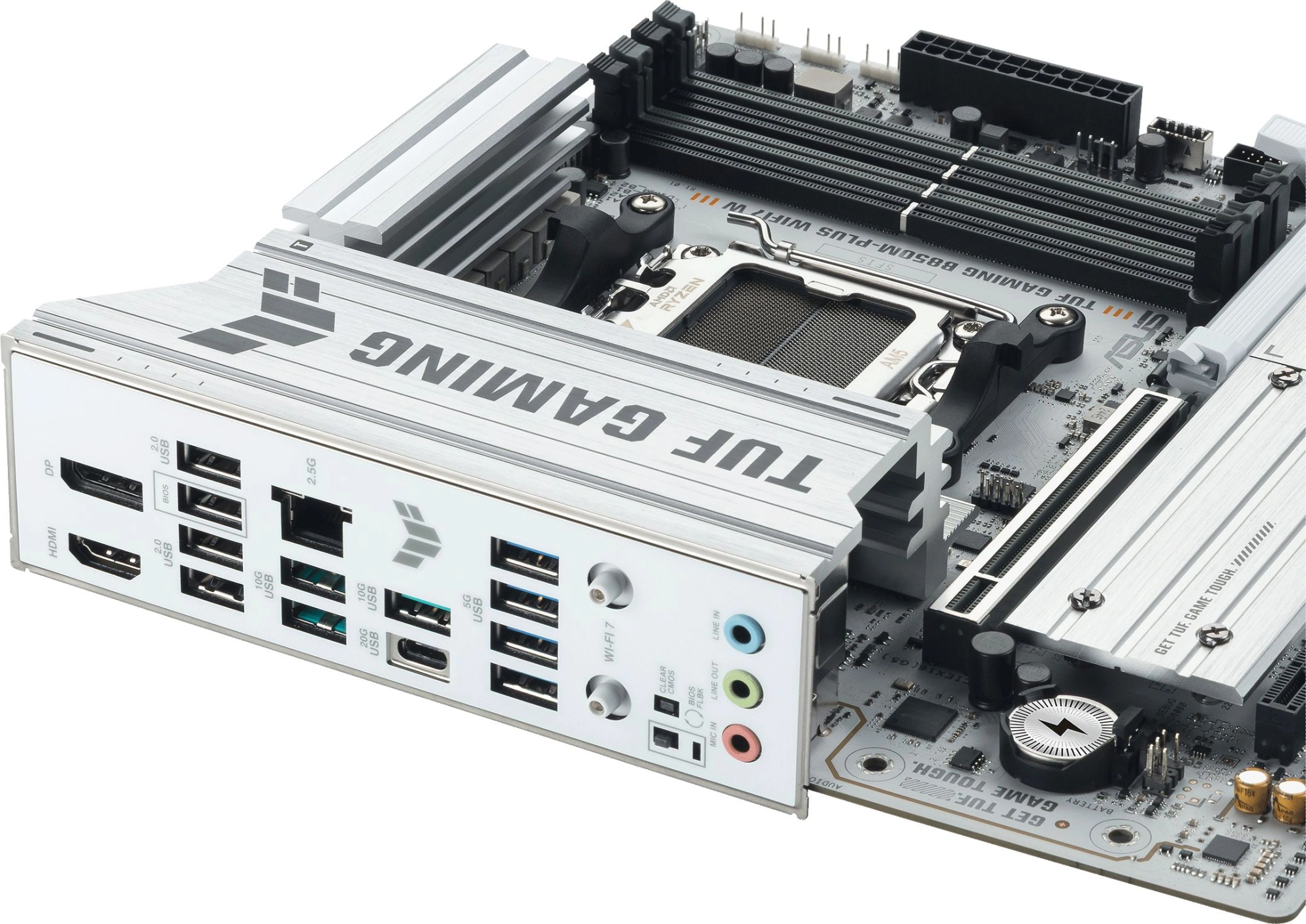 Материнская плата Asus TUF GAMING B850M-PLUS WIFI7 W Socket AM5 AMD B850 4xDDR5 mATX AC`97 8ch(7.1) 2.5Gg RAID+HDMI+DP
