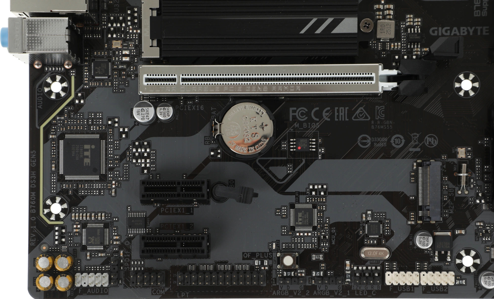 Материнская плата Gigabyte B760M DS3H GEN5 Soc-1700 Intel B760 4xDDR5 mATX AC`97 8ch(7.1) 2.5Gg RAID+VGA+HDMI+DP