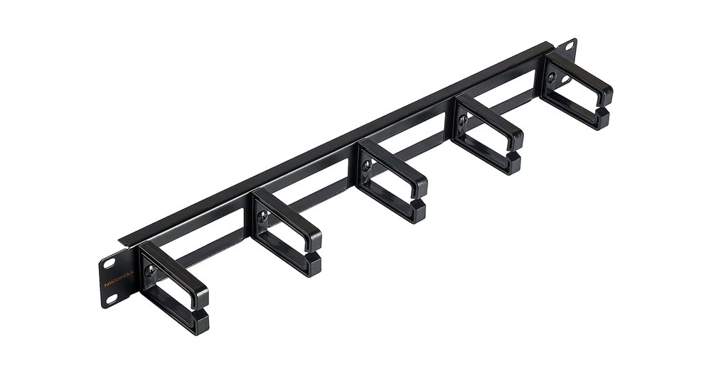 NMC-OP530H-1U-BK-2 -  Кабельный органайзер NIKOMAX 19", 1U, металлический, с боковыми кольцами для вертикальной разводки, глубина колец 80 мм, черный, уп-ка 2 шт.
