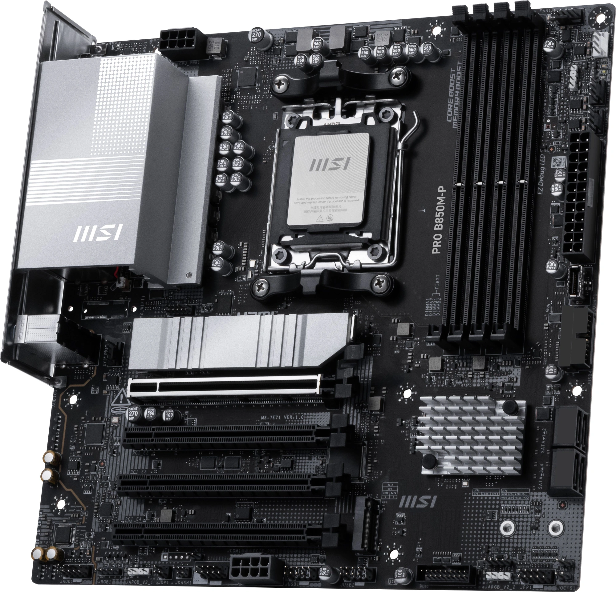 Материнская плата MSI PRO B850M-P Socket AM5 AMD B850 4xDDR5 mATX AC`97 8ch(7.1) 5Gigabit RAID+HDMI+DP