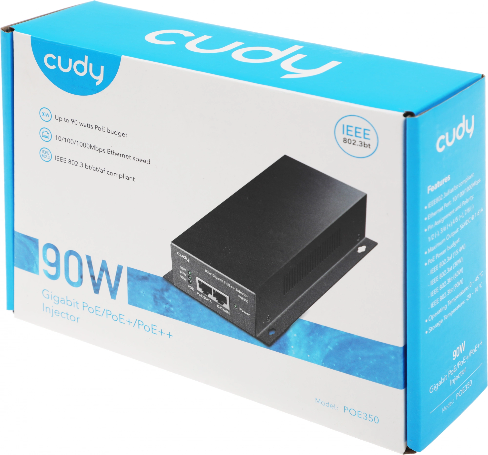 Инжектор PoE Cudy POE350 10/100/1000BASE-T 90Вт 53В(DC)