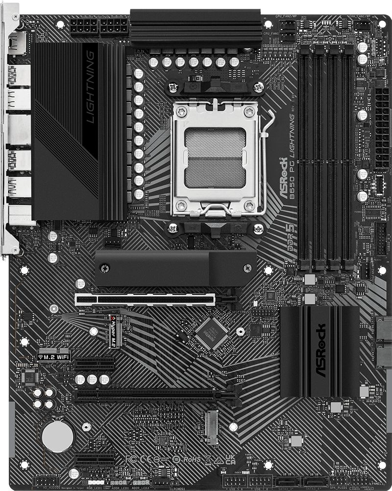 Материнская плата Asrock B650 PG LIGHTNING Socket AM5 AMD B650 4xDDR5 ATX AC`97 8ch(7.1) 2.5Gg RAID+HDMI