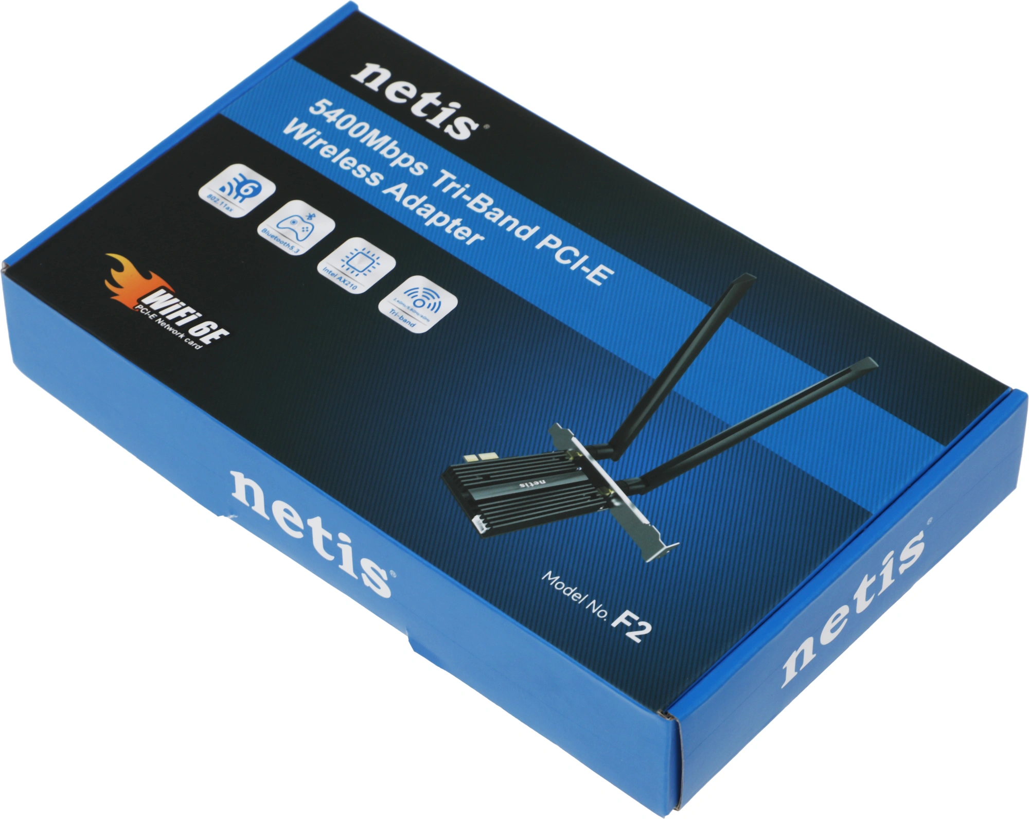 Сетевой адаптер Wi-Fi + Bluetooth Netis F2 АХ5400 PCI Express (ант.внеш.съем) 2ант.