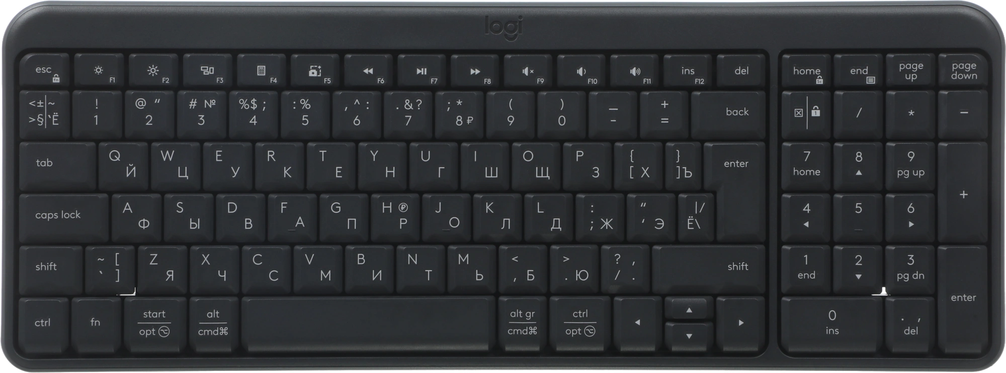 Клавиатура Logitech K250 YR0107 графитовый беспроводная BT slim (920-013452)