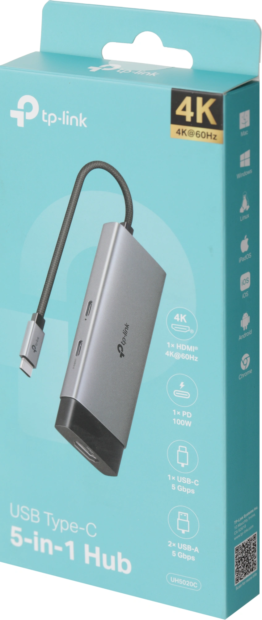 Разветвитель USB-C TP-Link UH5020C 2порт. серый