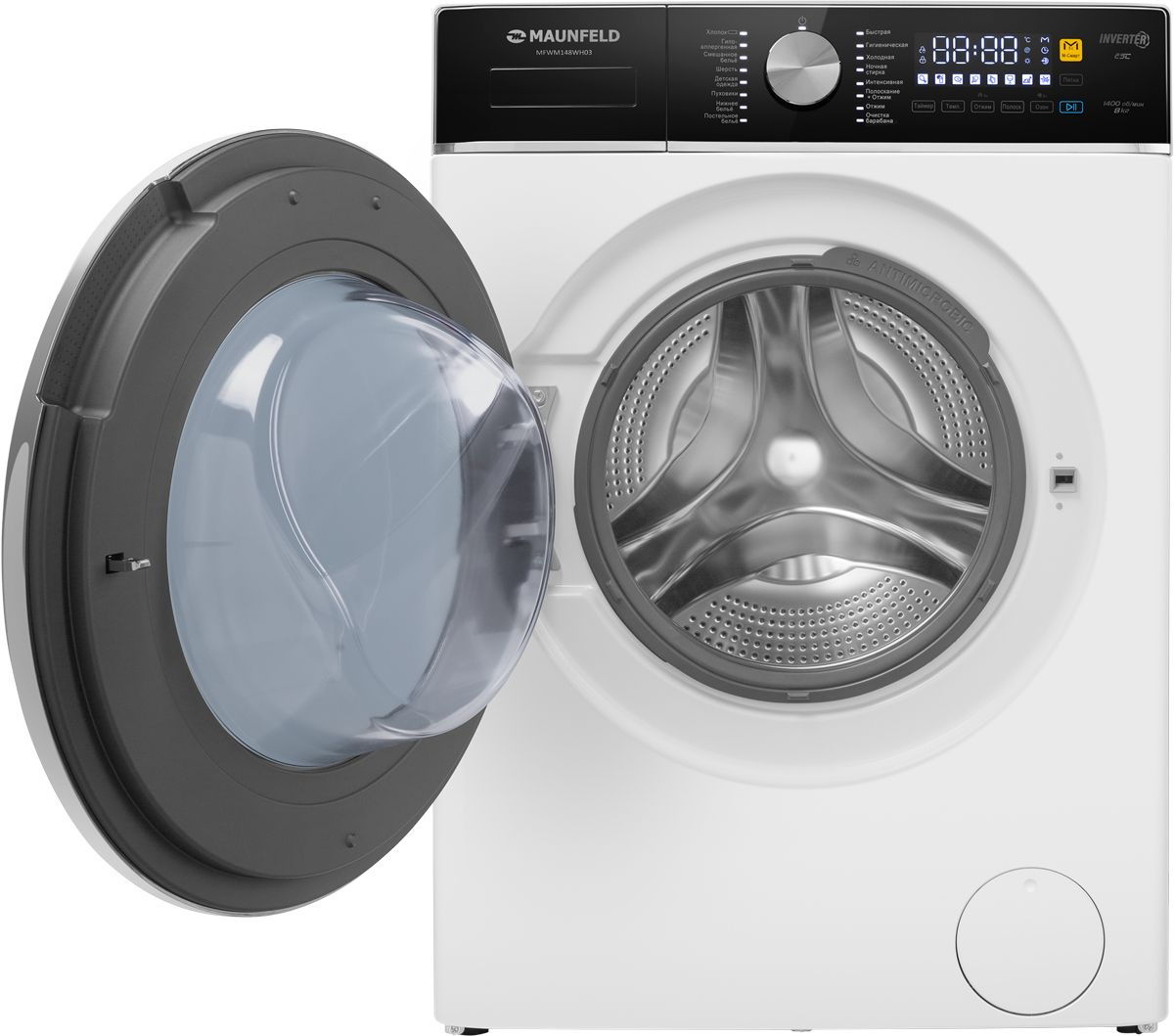 Стиральная машина Maunfeld MFWM148WH03 класс: A+++ загр.фронтальная макс.:8кг белый инвертор
