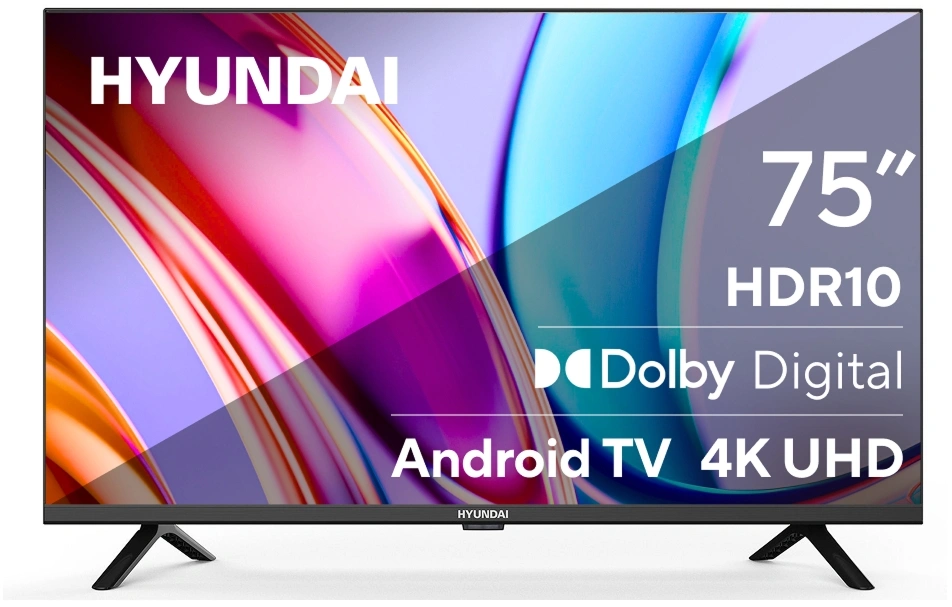 Телевизор LED Hyundai 75" H-LED75BU7006 Android TV Frameless черный 4K Ultra HD 60Hz DVB-T DVB-T2 DVB-C DVB-S DVB-S2 USB WiFi Smart TV