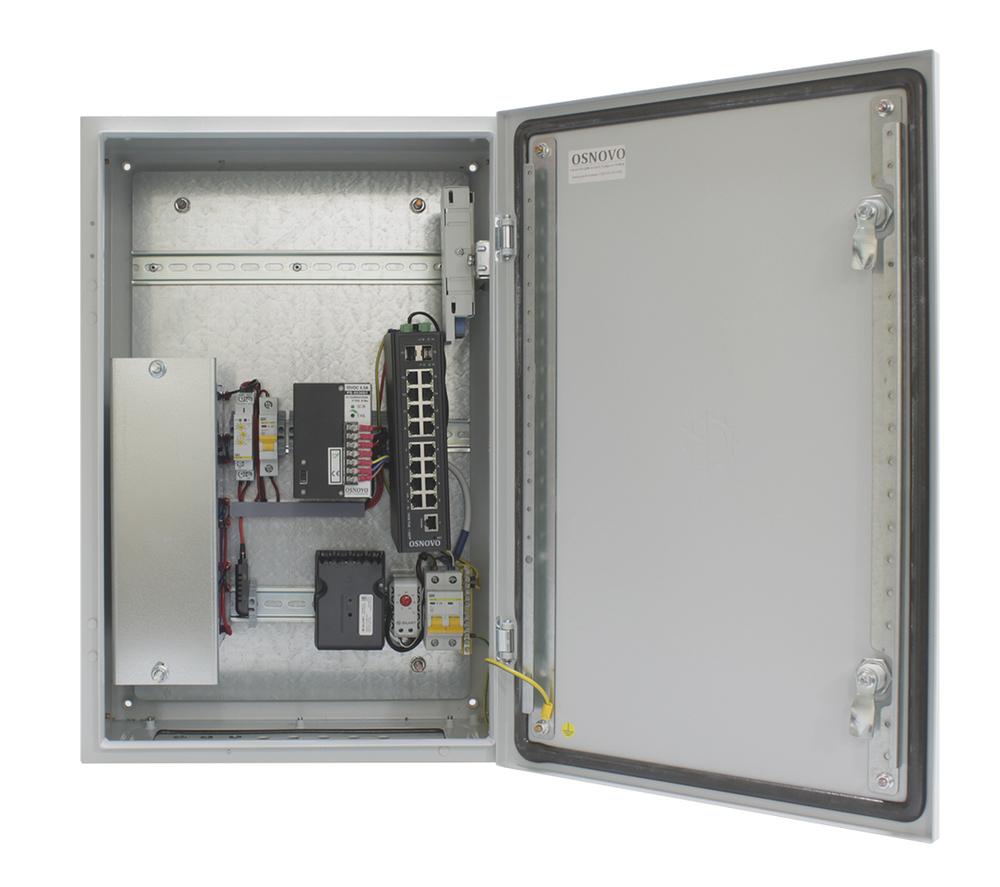 OS-46TB1(SW-81602/ILS(port 90W)) - Уличный управляемый (L2+) коммутатор на 18 портов с термостабилизацией, резервным питанием и функцией мониторинга температуры/влажности/напряжения на базе уличной станции OSNOVO OS-46TB1. Порты: 2 x GE (10/100/1000Base-T
