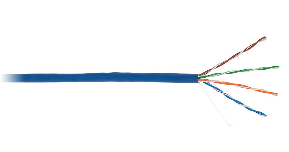 EC-UU004-5E-PVC-BL - Кабель NETLAN U/UTP 4 пары, Кат.5e (Класс D), 100МГц, одножильный, BC (чистая медь), внутренний, PVC нг(B), синий, 305м