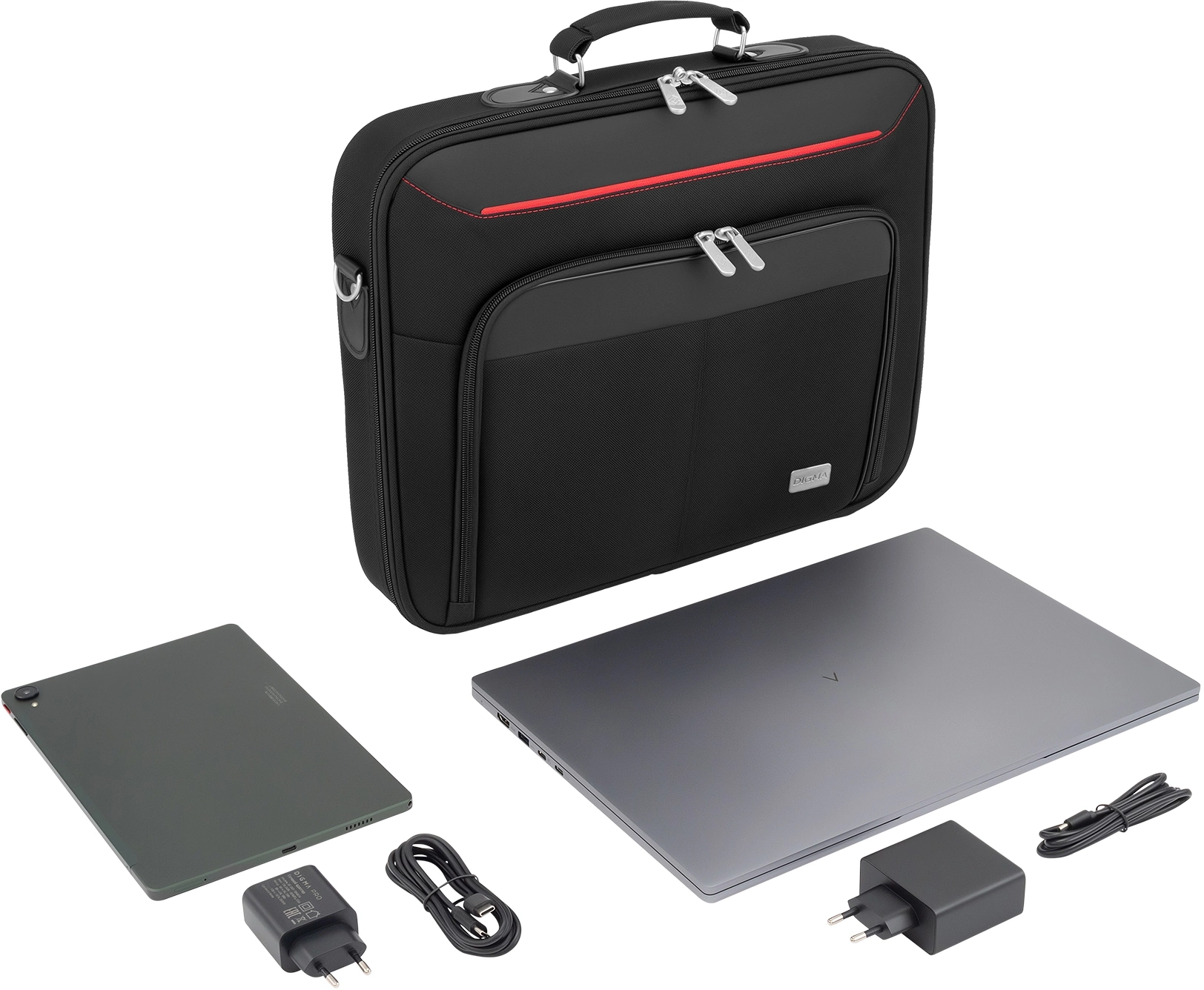 Сумка для ноутбука 15.6" Digma HC-211 черный/красный полиэстер (HC211BKR)