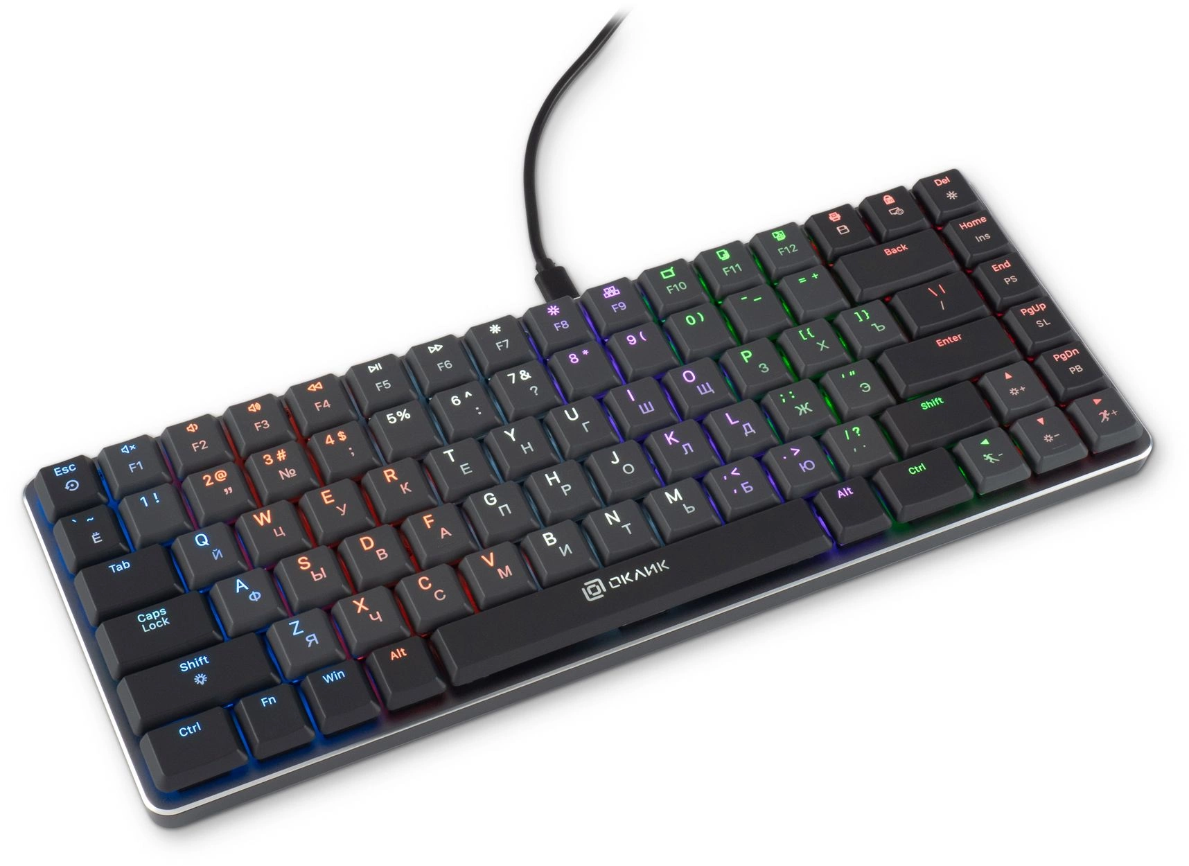 Клавиатура Оклик K615X механическая серый/серебристый USB slim Multimedia for gamer LED (1934413)