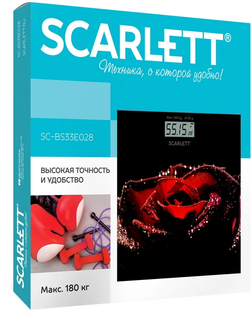 Весы напольные электронные Scarlett SC-BS33E028 макс.180кг черный/красный