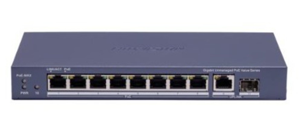DS-3E0510P-E/M(O-STD)(B) - Гигабитный неуправляемый коммутатор POE, 8-портовый, Hikvision