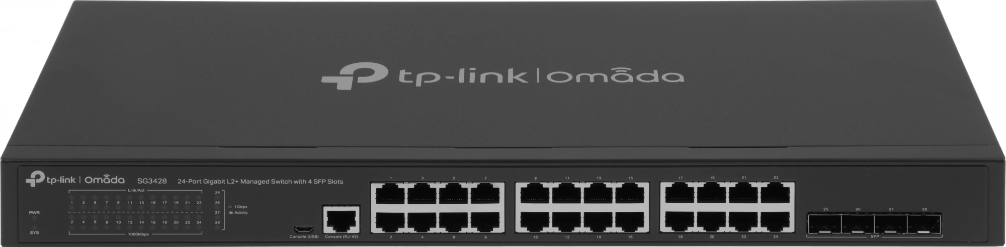 Коммутатор TP-Link JetStream SG3428 (L2+) 24x1Гбит/с 4SFP управляемый